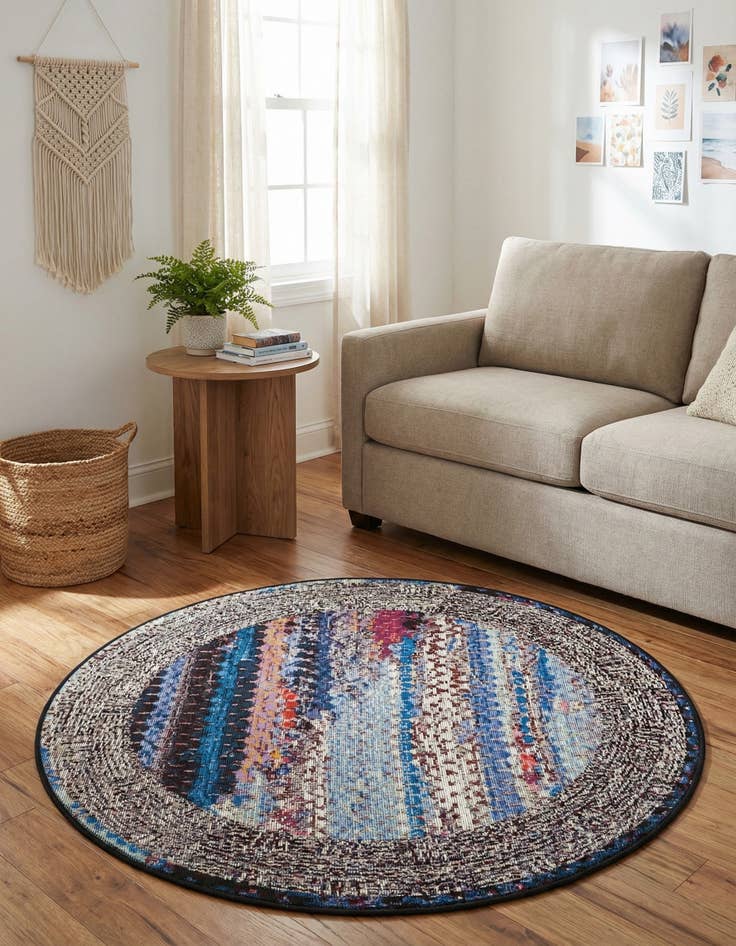 Detail image of  3' x 3'  Washable Modern Indoor / Outdoor Round Rug