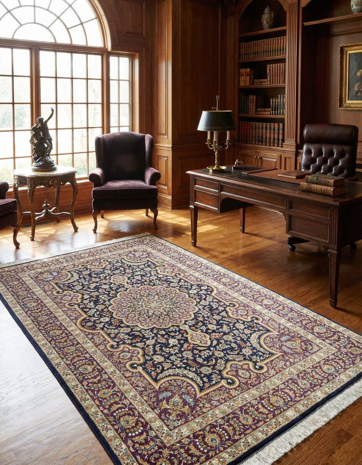 Detail image of 4' 4 x 6' 6 Ghom Silk Rug