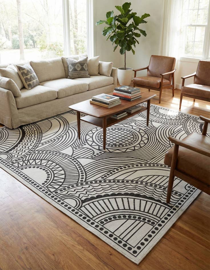 Detail image of 13' x 13'  Washable Traditional Indoor / Outdoor Square Rug