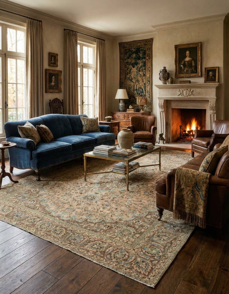 Detail image of 9' 5 x 12' 1  Hand Knotted Ultra Vintage Persian Wool Rug