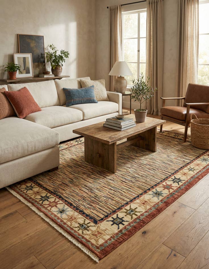 Detail image of  5' 1 x 6' 5  Hand Knotted Darya Oriental Rug