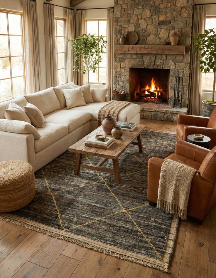 Detail image of 6' 3 x 9' 8  Hand Knotted Moroccan Wool Rug