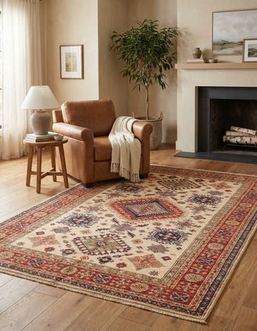 4' 10 x 6' 8 Hand Knotted Kazak Oriental Rug