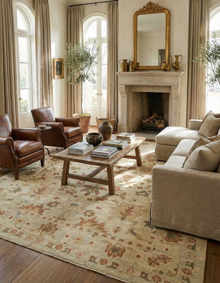 Detail image of 11' 10 x 15' 8  Hand Knotted Oushak Wool Rug