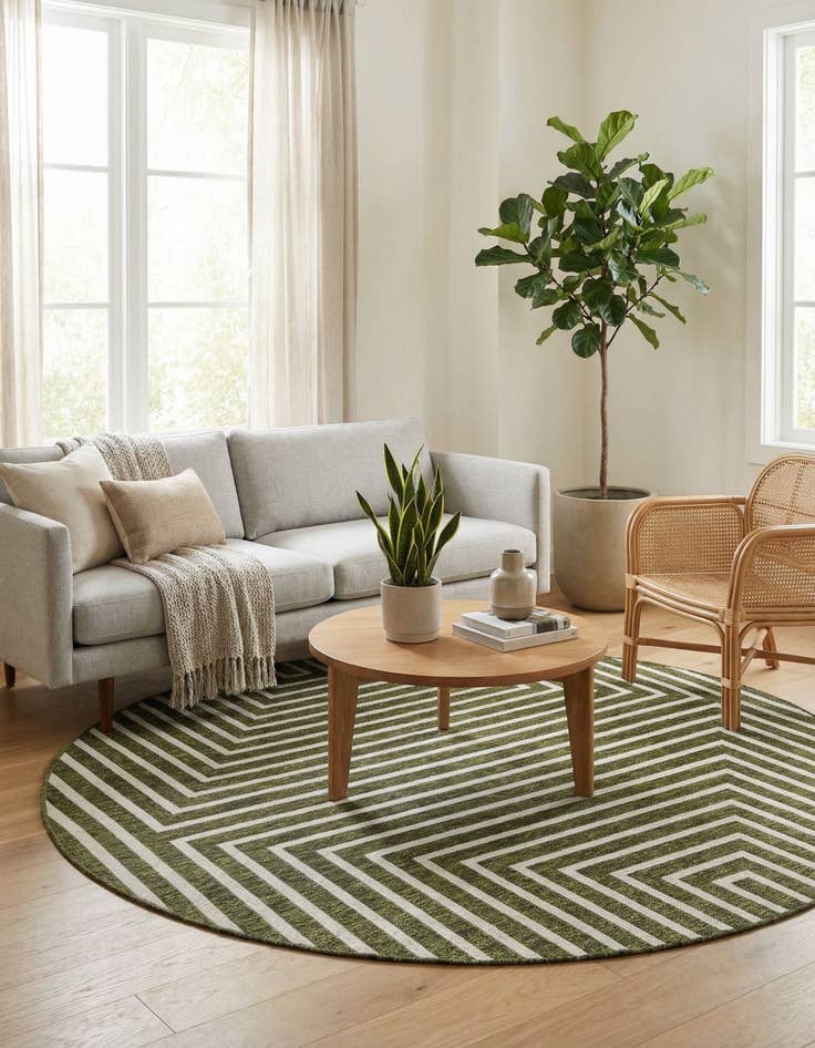 Detail image of  6' x 6'  Washable Modern Indoor / Outdoor Round Rug