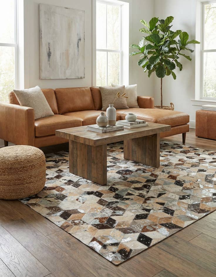 Detail image of  4' 1 x 6' Cowhide - Patchwork Rug