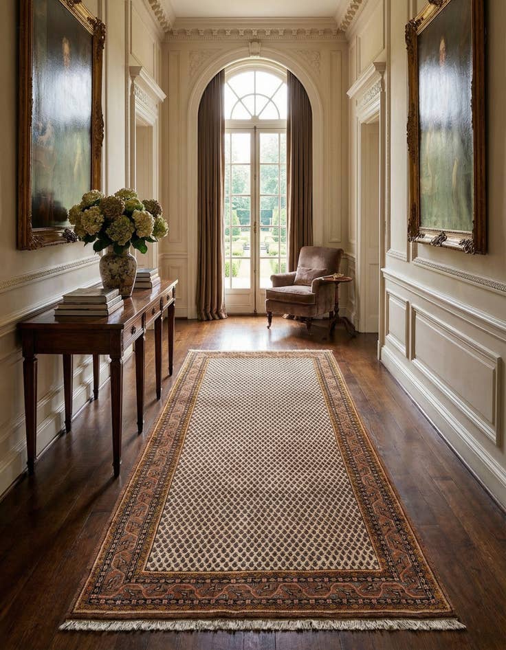 Detail image of 6' x 11' 6  Hand Knotted Mir Wool Runner Rug