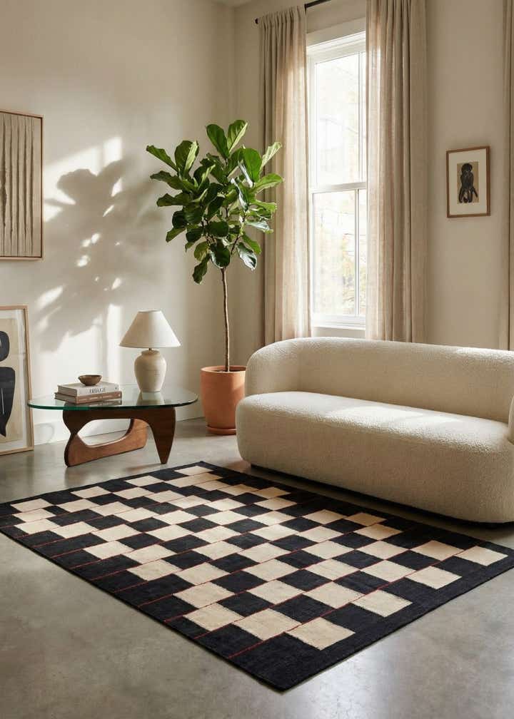 4' 4 x 6' Hand Woven Kilim Modern Wool Rug