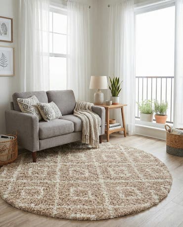  3' 3 x 3' 3 Lattice Shag Round Rug