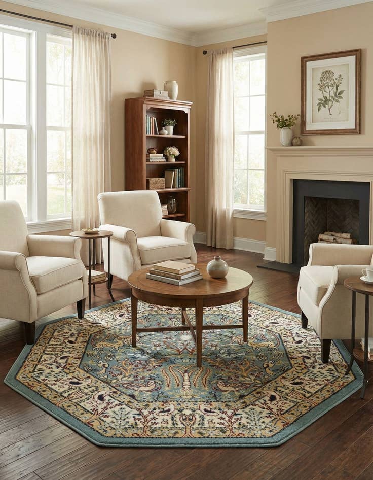 Detail image of  4' x 4' Nain Design Octagon Rug