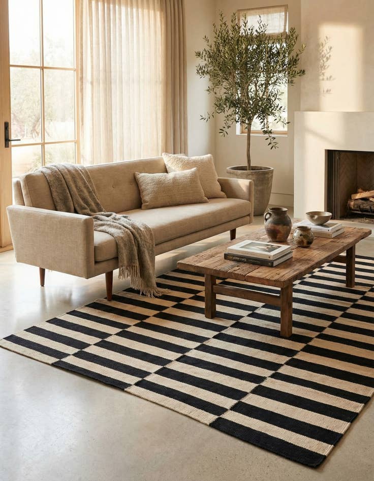 Detail image of 4' 1 x 5' 11  Hand Woven Kilim Modern Wool Rug