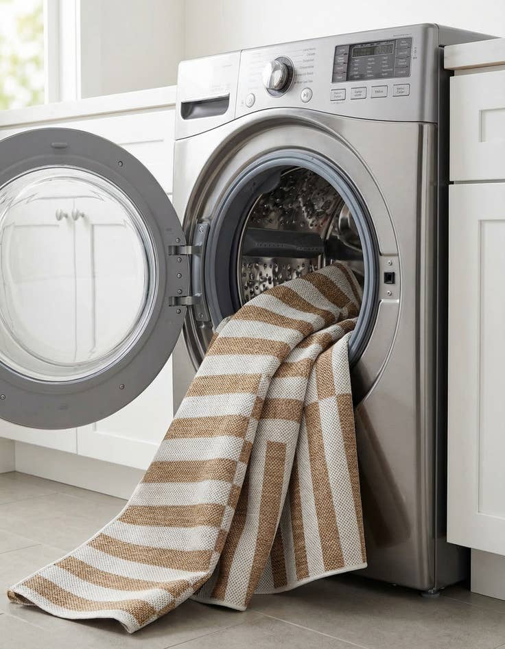 Detail image of 2' 7 x 4'  Washable Striped Indoor / Outdoor Hearth Rug