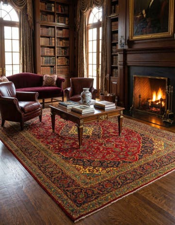 7' 10 x 11' 8 Hand Knotted Kashan Persian Wool Rug