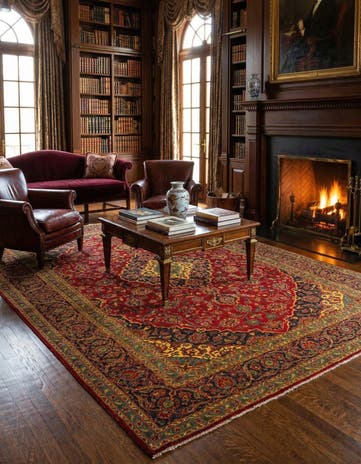 7' 10 x 11' 8 Hand Knotted Kashan Persian Wool Rug