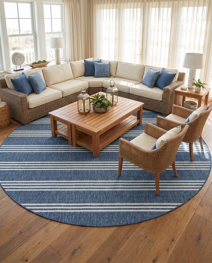 Detail image of 13' x 13' Easy-Clean Jill Zarin Anguilla Indoor / Outdoor Round Rug