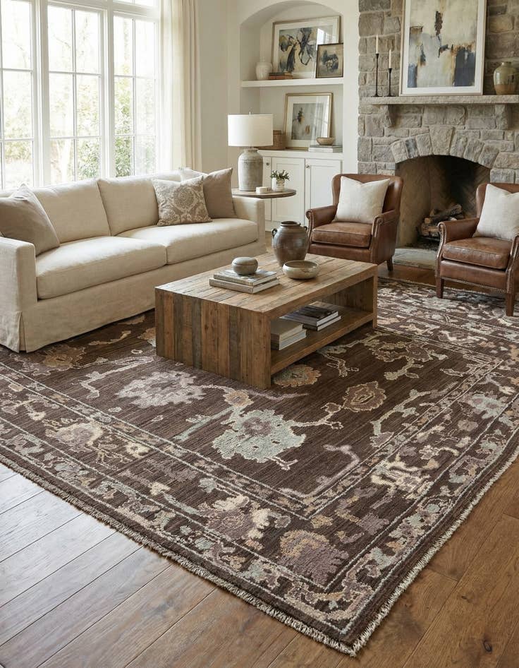 Detail image of 9' 2 x 12'  Hand Knotted Oushak Wool Rug