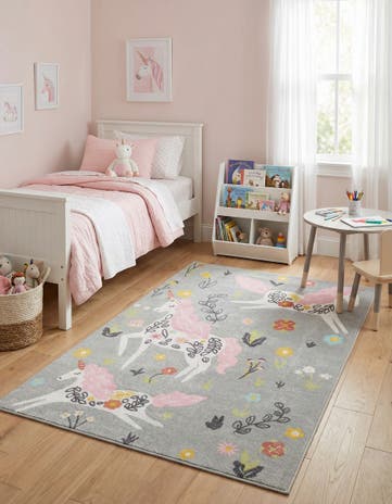5' 3 x 8' Unicorns Whimsy Kids Rug