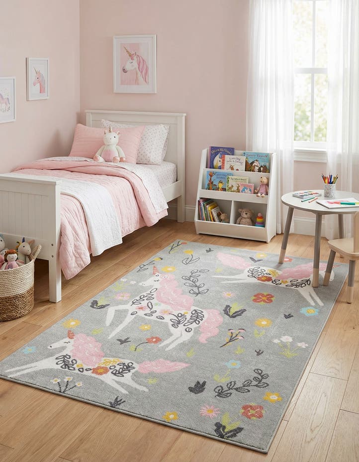 5' 3 x 8' Unicorns Whimsy Kids Rug