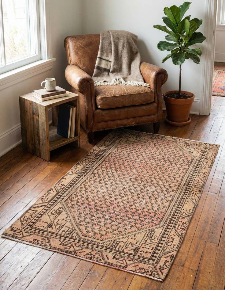 Detail image of 3' 8 x 6' 5  Hand Knotted Ultra Vintage Persian Wool Rug