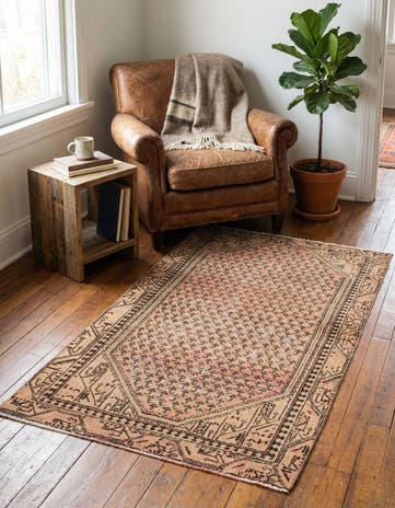 3' 8 x 6' 5 Hand Knotted Ultra Vintage Persian Wool Rug
