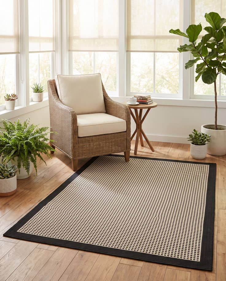 Detail image of 4' x 6' Easy-Clean Border Indoor / Outdoor Rug