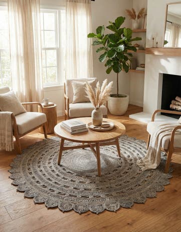 7' 10 x 7' 10 Handmade Braided Jute Round Rug