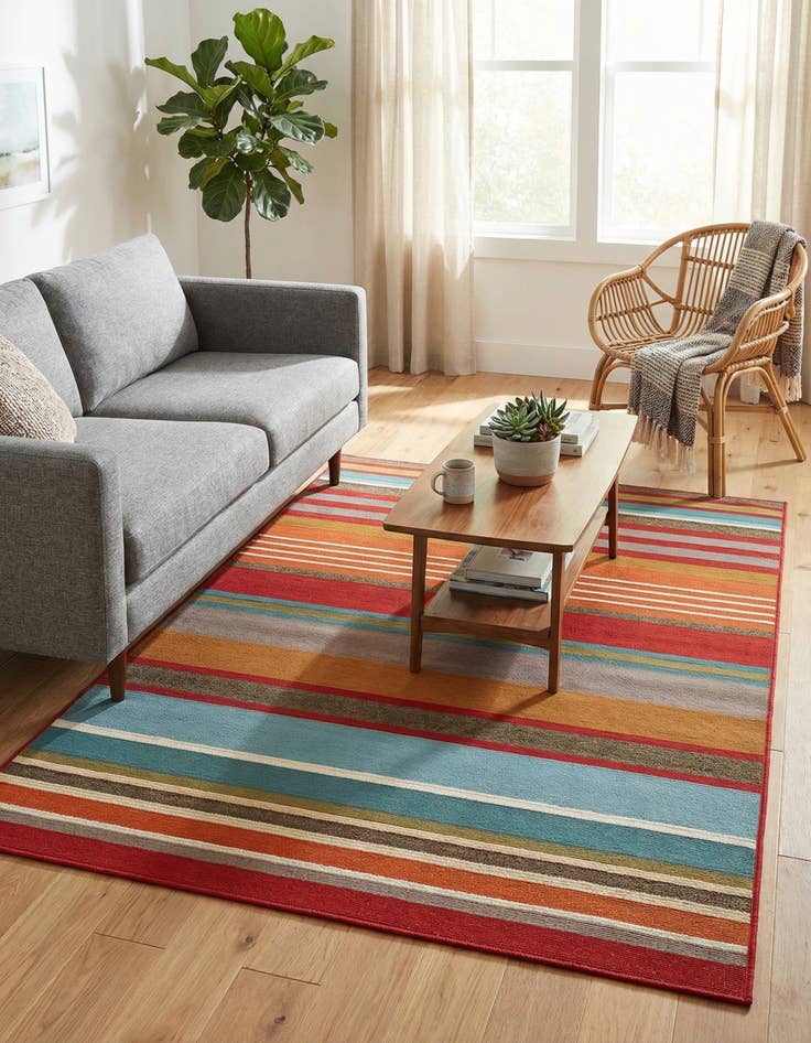 Detail image of 4' x 6' Easy-Clean Modern Indoor / Outdoor Rug