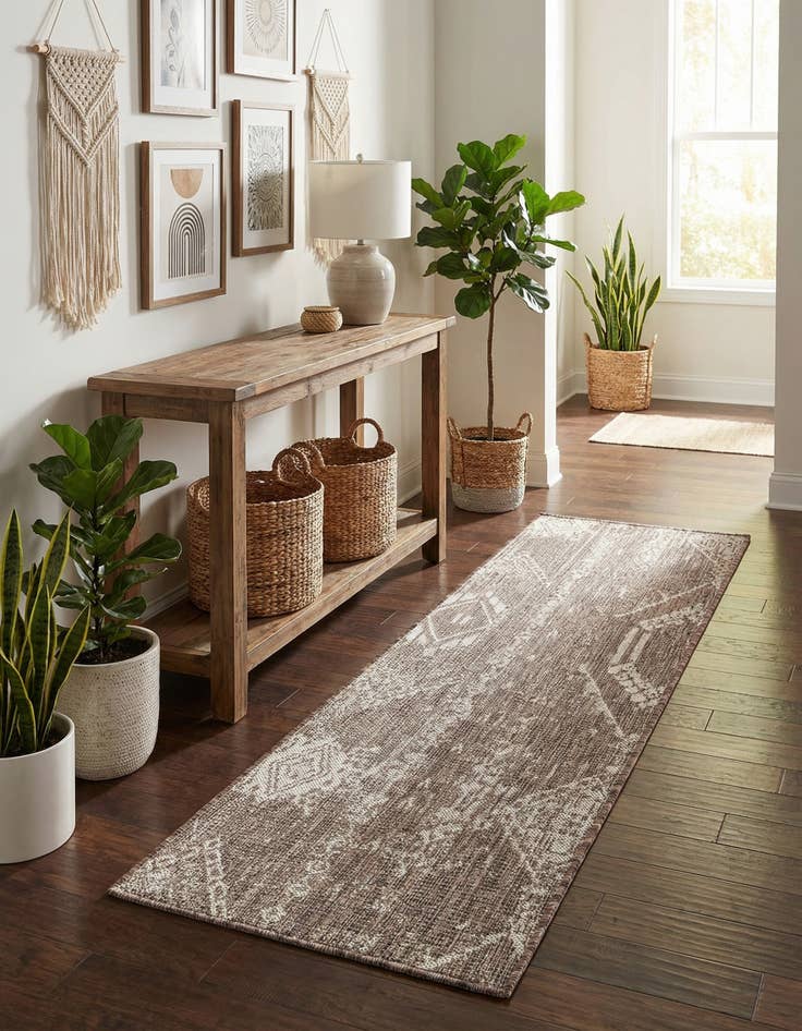 Detail image of 2' x 6'  Washable Bohemian Indoor / Outdoor Runner Rug