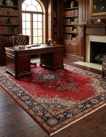 6' 7 x 10' 1 Hand Knotted Hamedan Persian Wool Rug