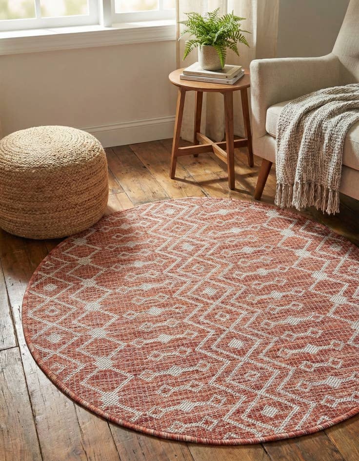 Detail image of 3' x 3'  Washable Trellis Indoor / Outdoor Round Rug
