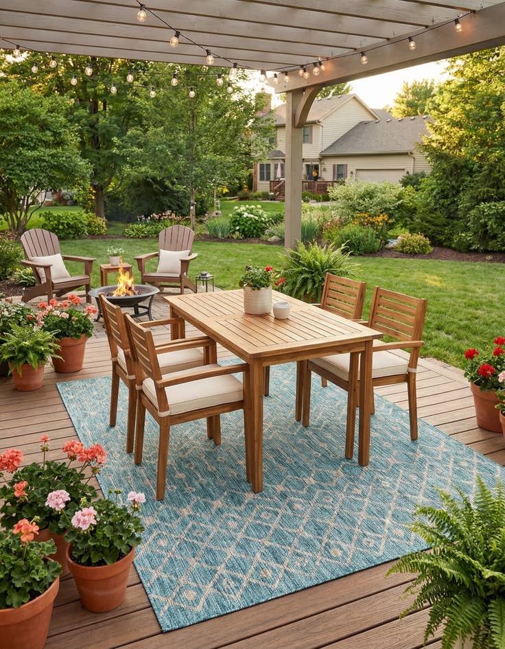 Detail image of 6' x 9'  Washable Trellis Indoor / Outdoor Rug