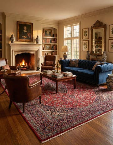 9' 8 x 12' 6 Hand Knotted Mashad Persian Wool Rug