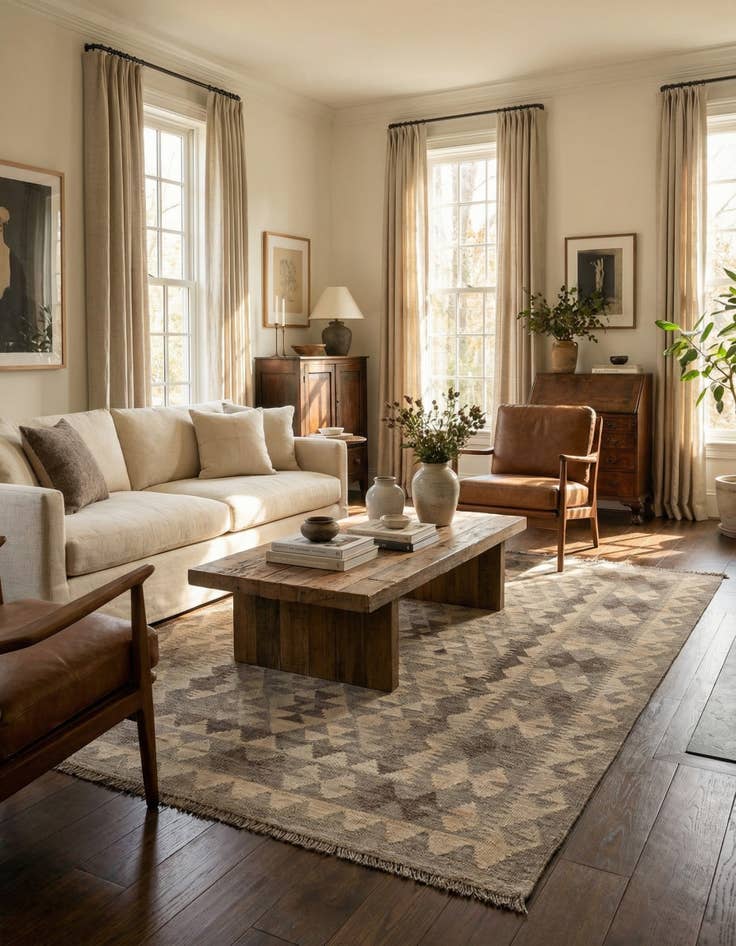 Detail image of  4' 1 x 6' 1  Hand Woven Kilim Maymana Wool Rug