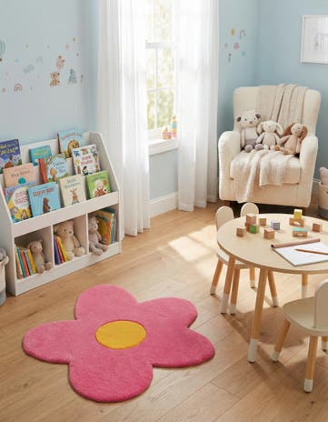 2' 2 x 2' 2 Happy Rugs Funky Flower Wool Round