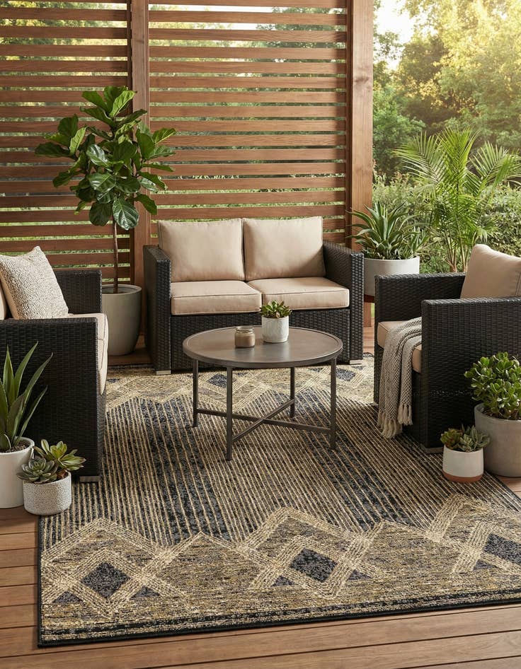 Detail image of 5' x 8'  Washable Modern Indoor / Outdoor Rug