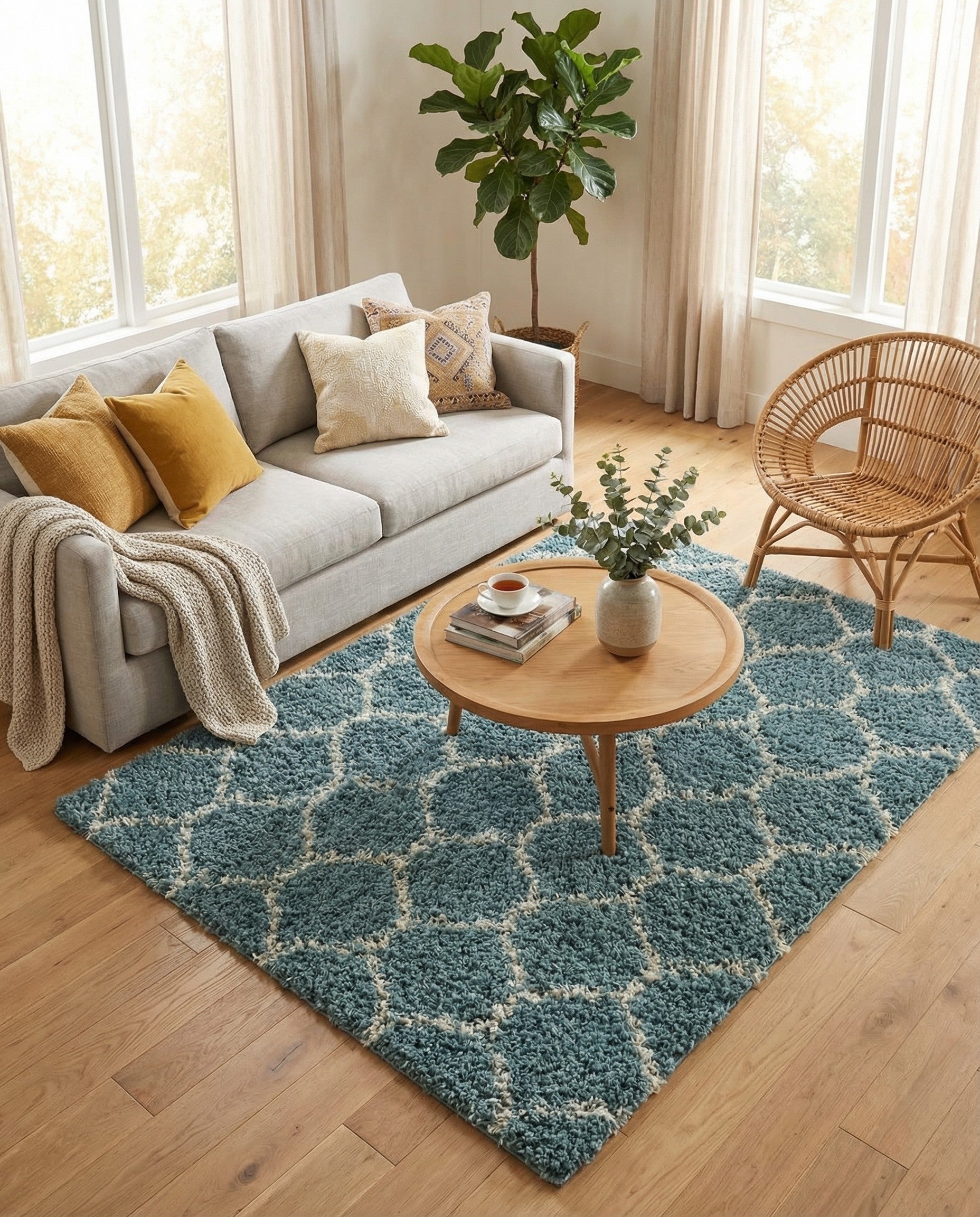  7' 10 x 7' 10 Lattice Shag Square Rug