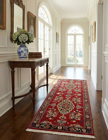 2' 7 x 7' 3 Hand Knotted Qom Persian Runner Rug