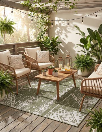 7' x 7' Easy-Clean Bohemian Indoor / Outdoor Square Rug