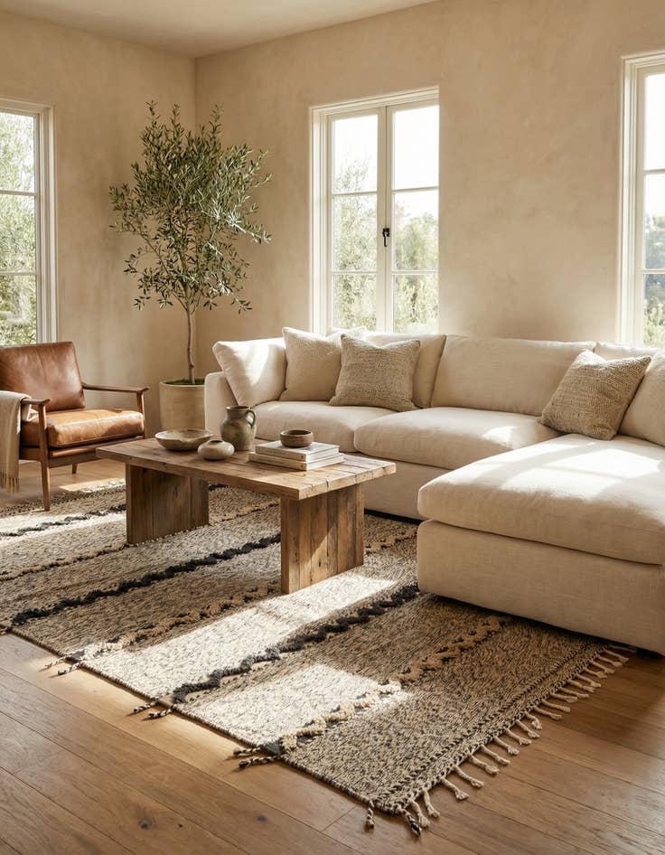 Detail image of 6' 8 x 10' 2  Hand Knotted Moroccan Wool Rug