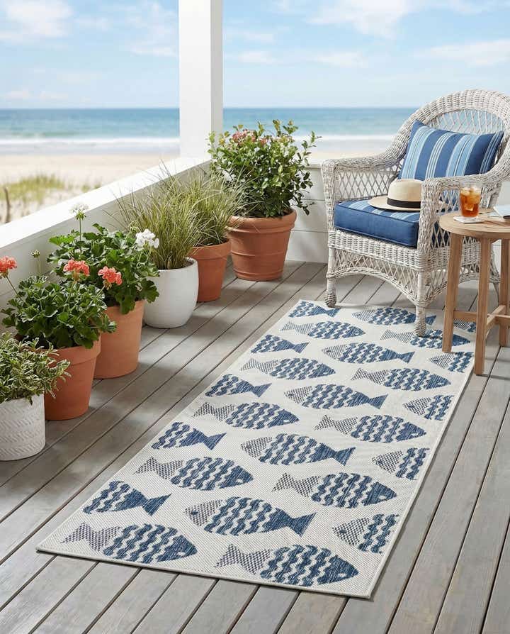2' x 5' 3 Easy-Clean Coastal Indoor / Outdoor Runner Rug