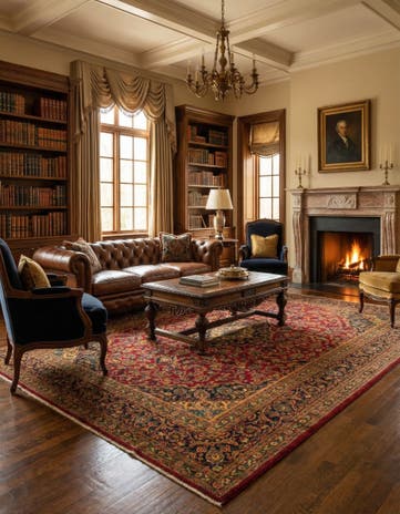 9' 7 x 12' 6 Hand Knotted Kashan Persian Wool Rug