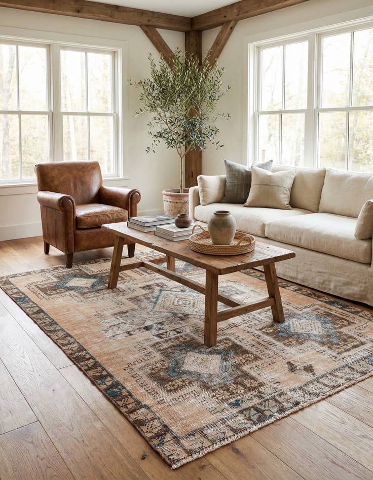 Detail image of 3' 10 x 5'  Hand Knotted Ultra Vintage Persian Wool Rug