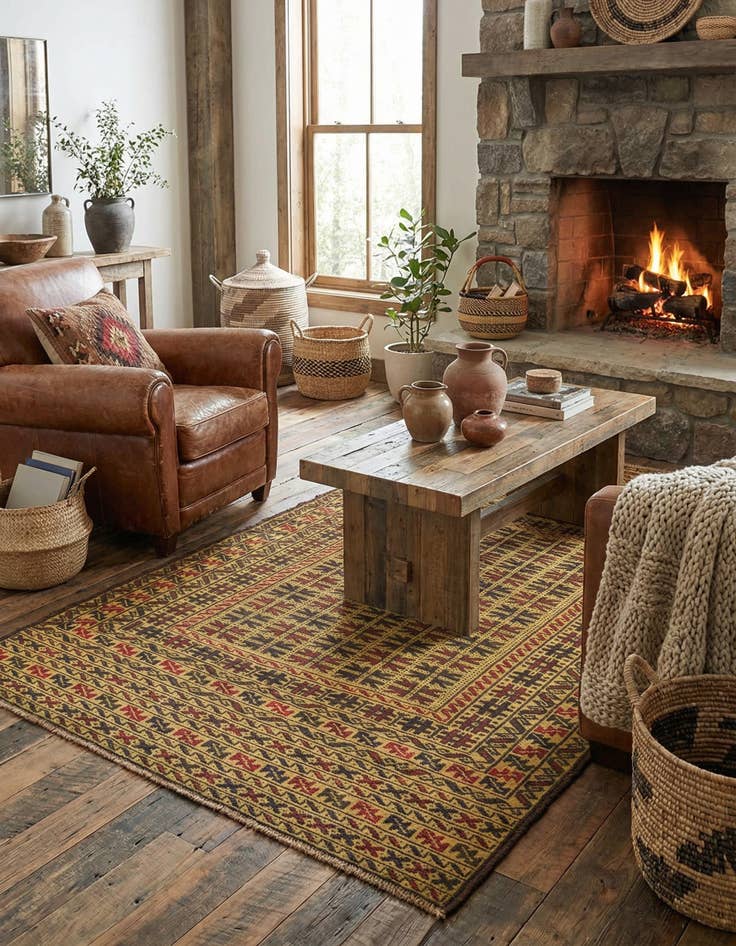 Detail image of 3' 10 x 6'  Hand Woven Kilim Afghan Wool Rug