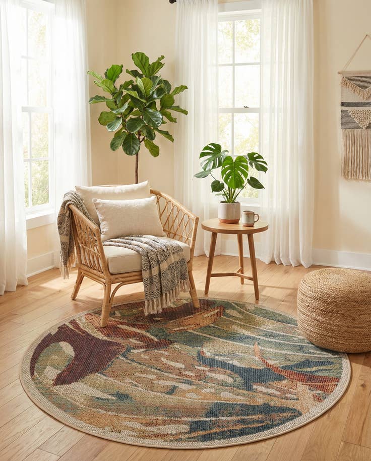 Detail image of 4' x 4' Easy-Clean Baja Indoor / Outdoor Round Rug