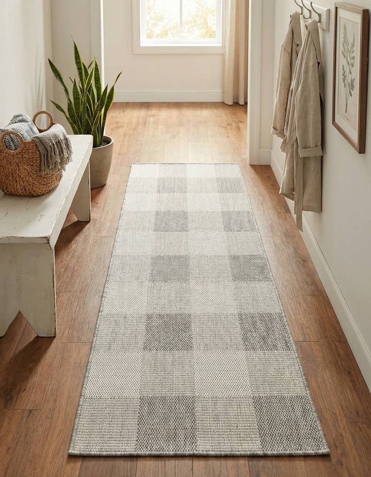 Detail image of 2' x 5' 3 Easy-Clean Checkered Indoor / Outdoor Runner Rug