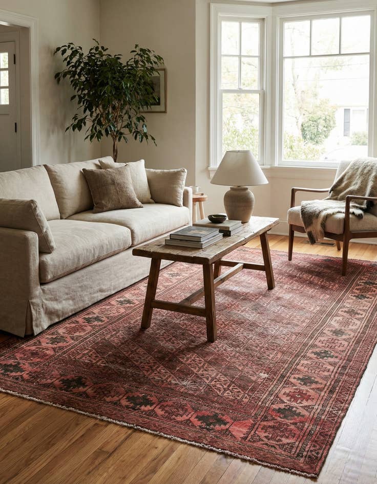 Detail image of 3' 8 x 7' 2  Hand Knotted Ultra Vintage Persian Wool Rug