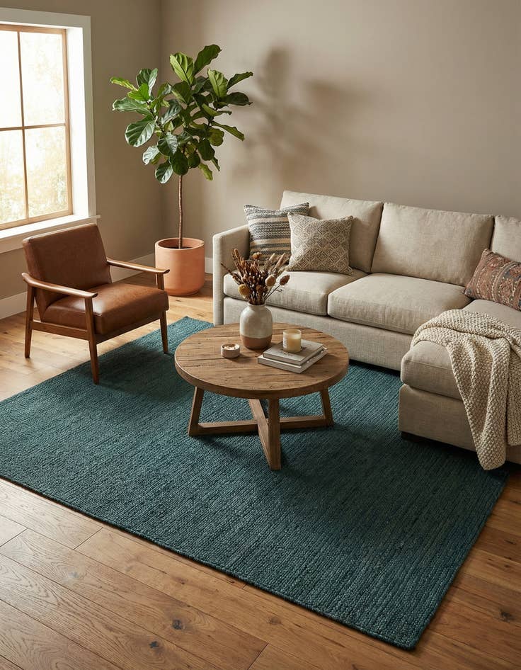 Detail image of  7' 10 x 7' 10  Hand Braided Jute Square Rug