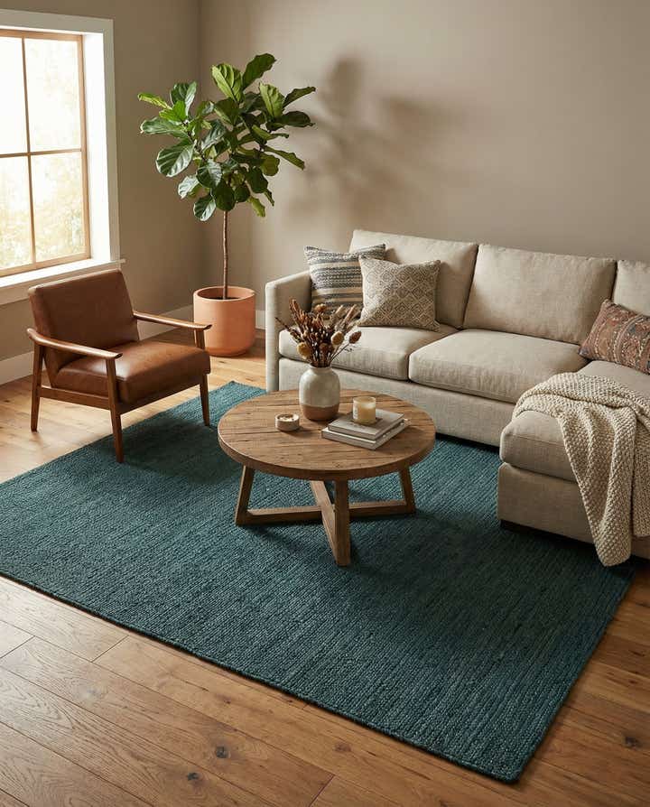 240cm x 240cm Handgefertigt Braided Jute Quadrat Teppich