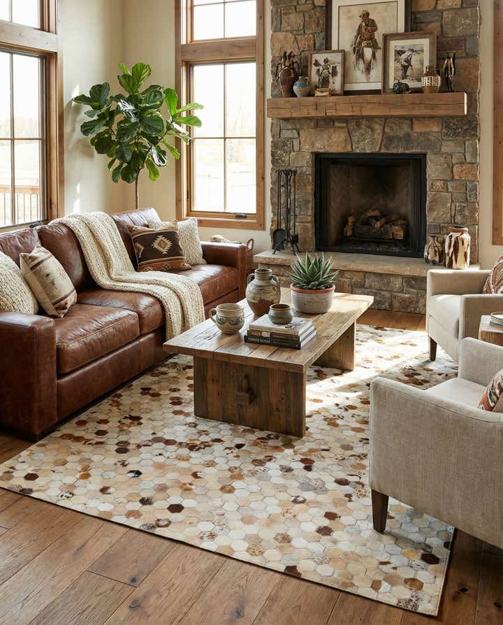 5' x 8' Cowhide Leather Rug