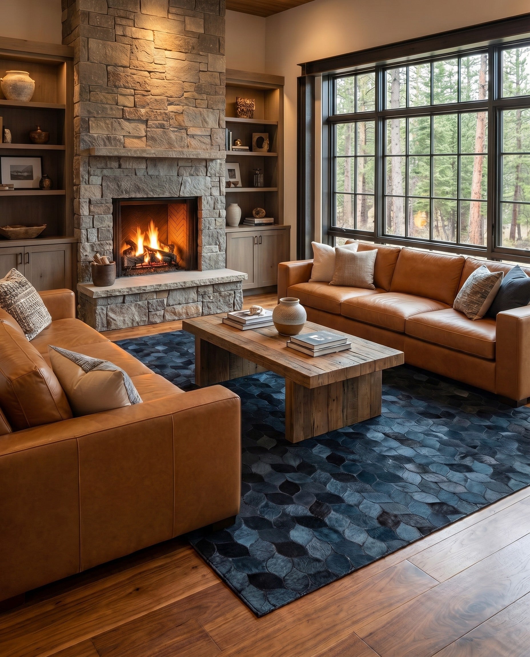 5' 1 x 8' Cowhide Leather Rug